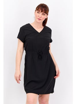 Swiss Alps Women Solid Short Sleeve Mini Dress, Black  - Image 1