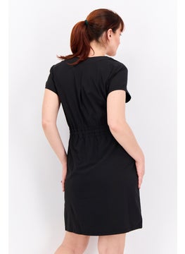 Swiss Alps Women Solid Short Sleeve Mini Dress, Black  - Image 4