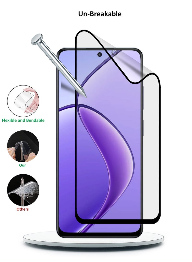 Wtech Realme 12x 5G 2024 Nano Ceramic Full Glue Full Cover Matte Flexible Screen Protector (MSCNMN) - Clear/Black - Image 3