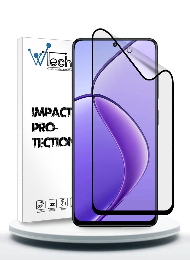 Wtech Realme 12x 5G 2024 Nano Ceramic Full Glue Full Cover Matte Flexible Screen Protector (MSCNMN) - Clear/Black - Image 1