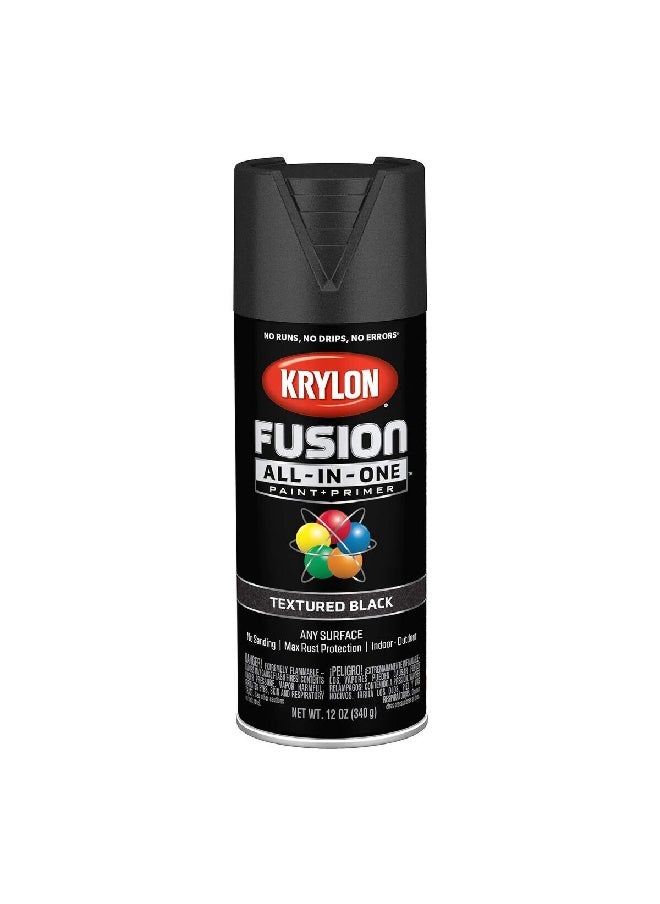 KRYLON - Fusion All-in-One Indoor and Outdoor Spray Paint and Primer Black 12oz K02776007 - Image 1