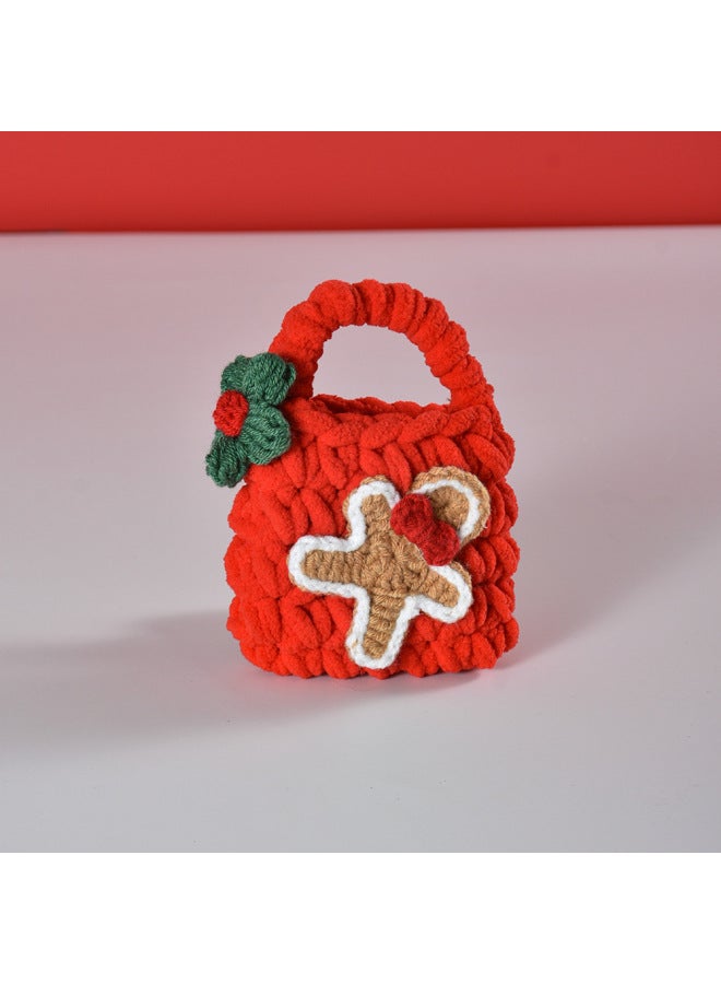 Pink Cute Cyber Red Bear Lion Wake Flower Plush Hand-woven Drop-resistant Headphone Bag Bluetooth Headphone Protective Cover Finished Product-Color:Gingerbread Man  - Image 1