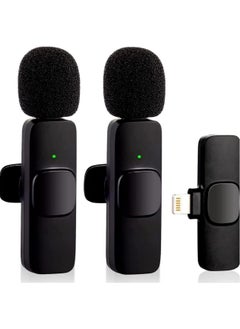 Wireless Microphone for iPhone iPad, Plug-Play Wireless Lavalier Mic with 2 Microphone for Phone Video Recording, Interview, Vlog, Auto Sync and Noise Reduction