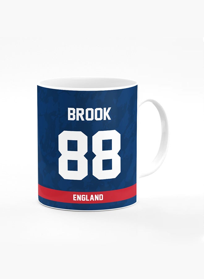 Stylizedd Designer Printed Coffee Mug with Heavy Duty Handle 11oz Ceramic Personalised Gift Mugs Cup [Microwave Safe & Dishwasher Proof ] - Cricket Player - Harry Brook, Jersey Number - 88 - Image 1