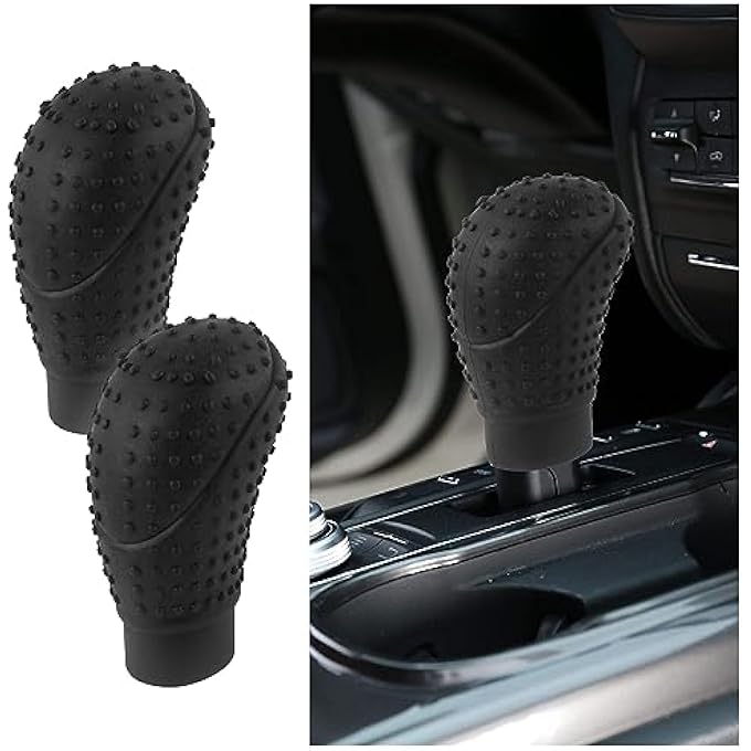 rayihni 2PCS Silicone Car Shift Knob Cover AntiSlip Gear Shift Cover with Massage Design for AutomaticManual Shifter Knobs Universal Interior Car Accessories for Women  Men Black - Image 2