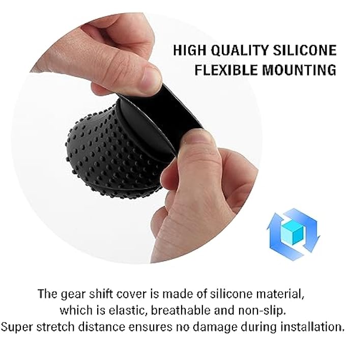 rayihni 2PCS Silicone Car Shift Knob Cover AntiSlip Gear Shift Cover with Massage Design for AutomaticManual Shifter Knobs Universal Interior Car Accessories for Women  Men Black - Image 5