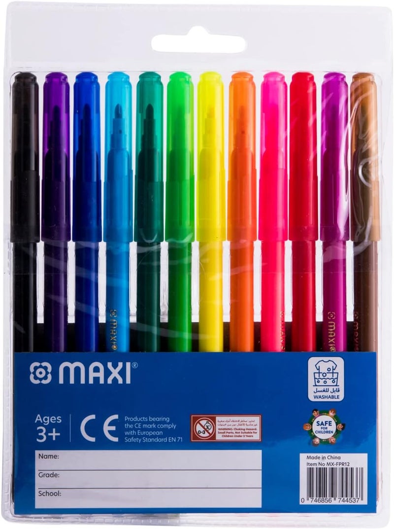 Maxi Washable Felt-Tip Pens In A Wallet 12 Colours - Image 4