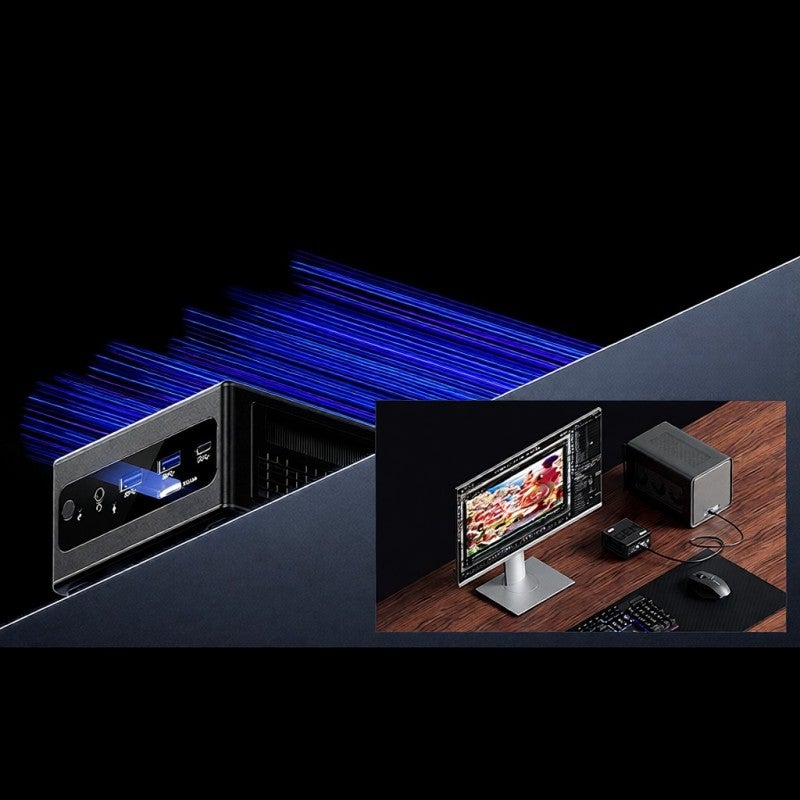 كمبيوتر ألعاب صغير (Mini Gaming Pc) بسعة ذاكرة 32 جيجابايت و 512 جيجابايت، و شاحن بريطاني، مع معالج AMD Ryzen7 6800H عالي الأداء - كمبيوتر ألعاب صغير ذا ذاكرة Lpddr5 عالية السرعة 6400 ميجاهرتز للاستخدام في الترفيه بالألعاب والمهام المتعددة على سطح المكتب - Image 4