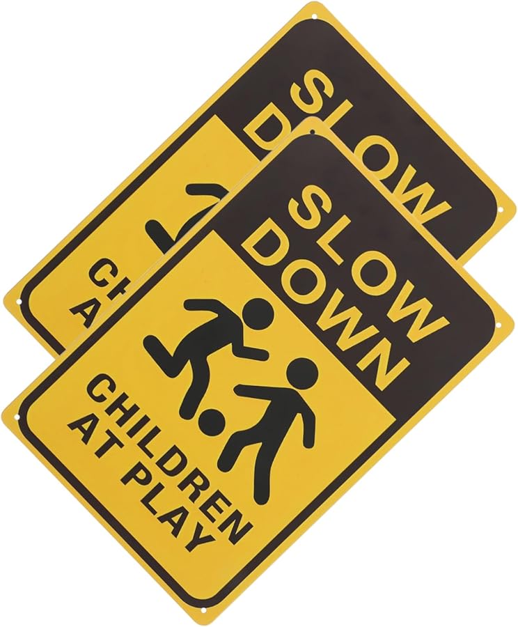 جاتويدا 2 قطعة لافتة أمان معدنية "تمهل الأطفال يلعبون" للمناطق المجتمعية والشوارع - Image 1