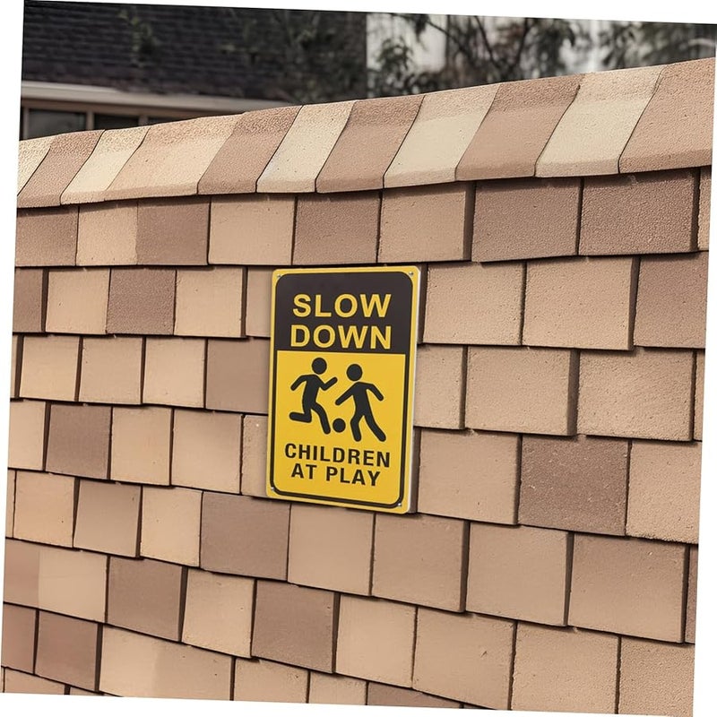 جاتويدا 2 قطعة لافتة أمان معدنية "تمهل الأطفال يلعبون" للمناطق المجتمعية والشوارع - Image 5