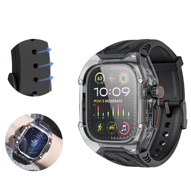 Black Smartwatch Band Compatible with Apple Watch with Adjustable Fit Replacement Strap for Daily Wear - Image 3