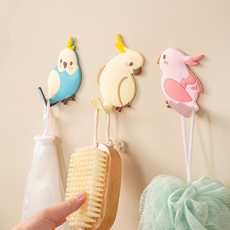 4PCS Funny Parrot Shape Hook Bendable Decorative Hook No Punching Door Wall Hook - Image 1