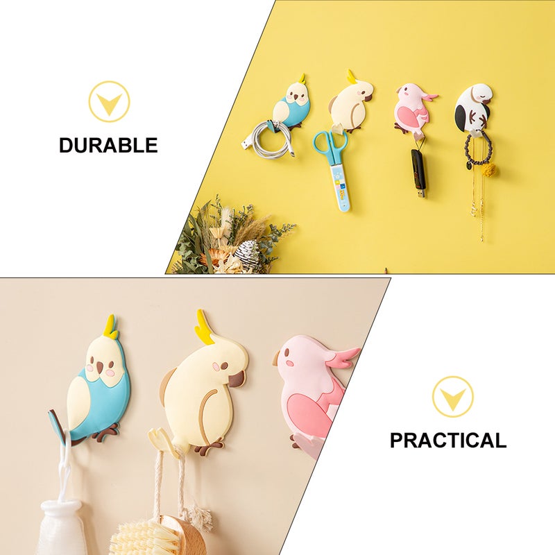 4PCS Funny Parrot Shape Hook Bendable Decorative Hook No Punching Door Wall Hook - Image 4