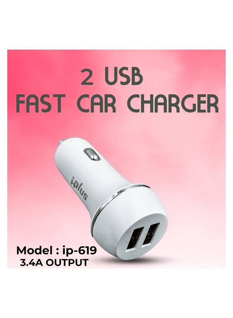 iplus Car Charger USB Car Mobile Charger Fast Charger iPlus 3.4 Amp iPlus iP-619 - Image 1