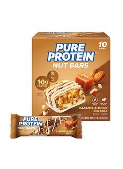 Pure Protein Nut Bars, Caramel Almond Sea Salt, 10g Protein, Gluten Free, Low Sugar, 1.65 oz, 10 Pack (Packaging may vary)  - Image 1