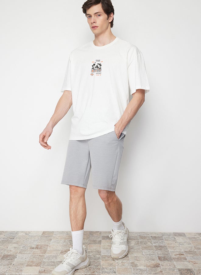 trendyol Ecru Oversize/Wide Cut Fluffy Printed Game Themed 100% Cotton T-Shirt TMNSS24TS00022 - Image 2