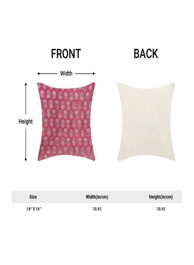 AEIOAE Hot Pink Pillow Covers 18x18 Inch Set of 2,Preppy Boho Vintage Floral Throw Pillows Case,Flower Rustic Seasonal Spring Summer Outdoor Decorative Farmhouse Decor Cushion Covers for Sofa Couch - Image 5