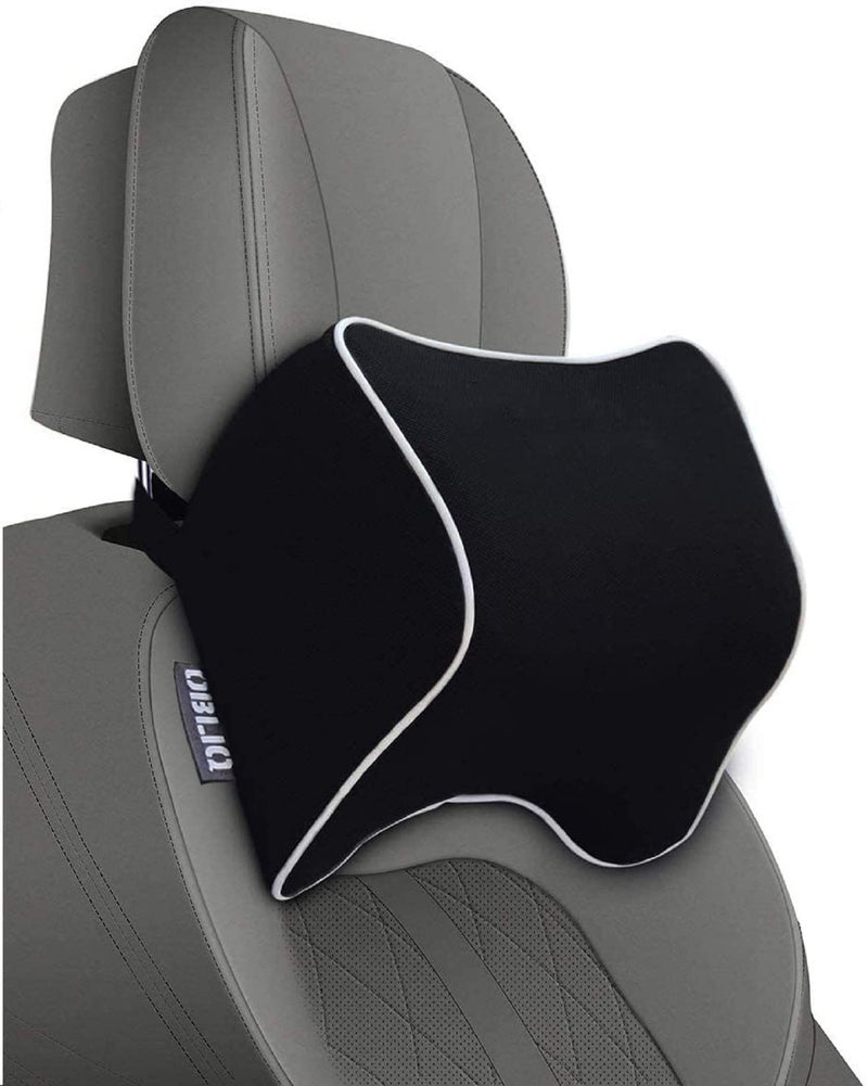 obliq Memory Foam Car Headrest Cushion, Neck Rest Seat Pillow for Pain Relief, Ergonomic Cervical Support for All Cars (Black) - Image 1