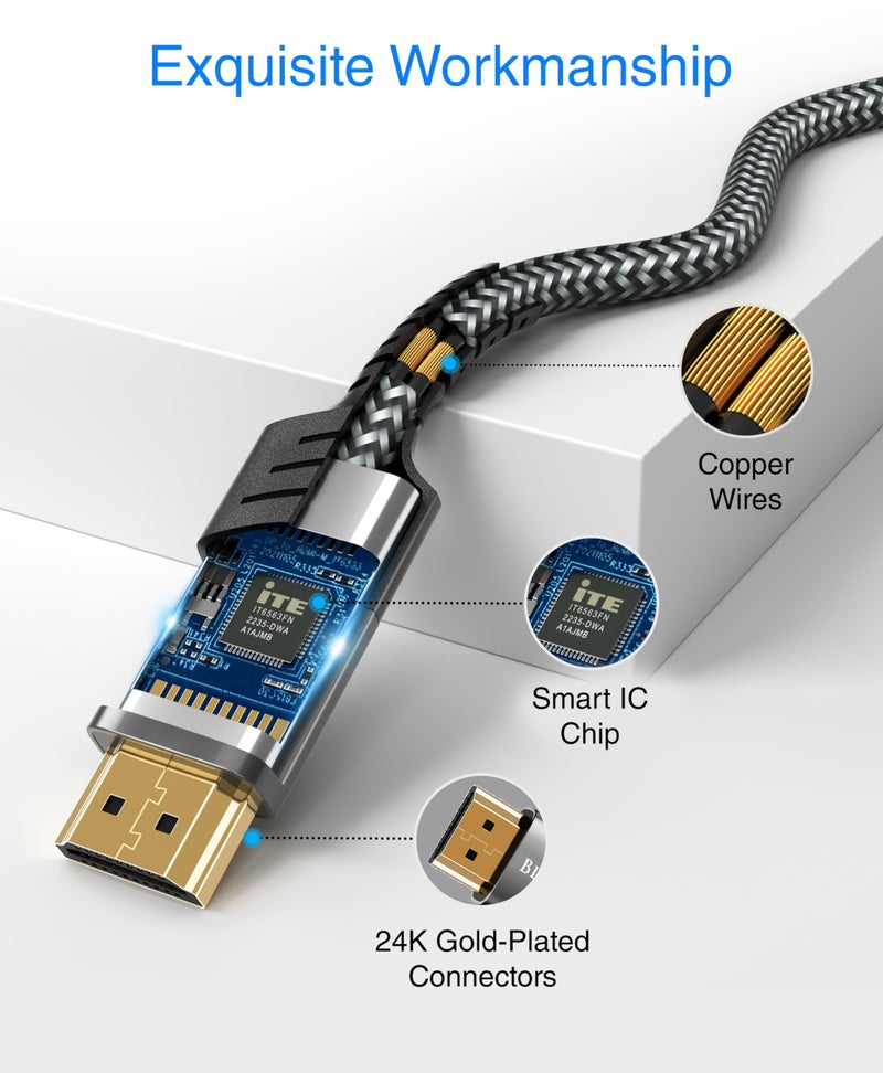 BlueRigger DisplayPort to HDMI Cable - (15FT, DP to HDMI Cord, 4K 60Hz, HDR, HDCP 2.2, Uni-Directional Display to HDMI, Male Video Cable) - Compatible with PC, Laptop, HDTV, Monitor, Projector, VR - Image 4