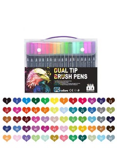 Beauenty 60 Colors Dual Tip Watercolor Marker Set, Fine and Brush Ended Washable Coloring Pens  - Image 1