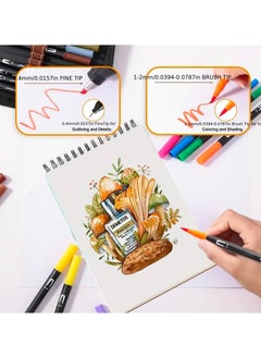Beauenty 60 Colors Dual Tip Watercolor Marker Set, Fine and Brush Ended Washable Coloring Pens  - Image 3