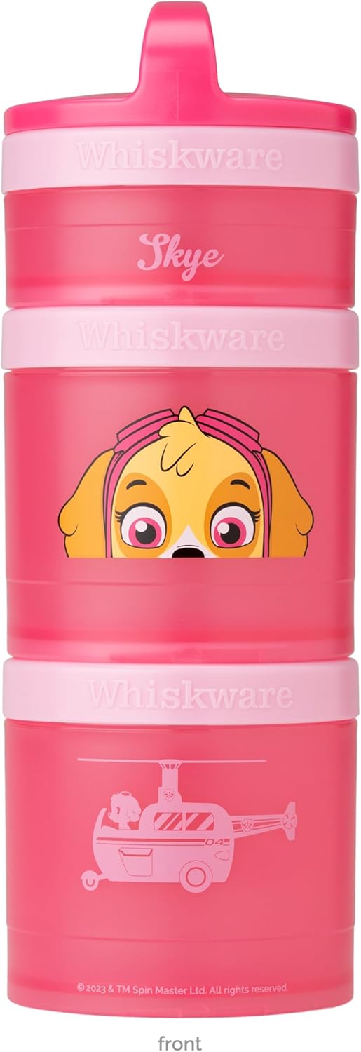 Whiskware حاويات وجبات خفيفة قابلة للتكديس من ويكوير لباو باترول للأطفال والرضع 3 أكواب وجبات خفيفة قابلة للتكديس للمدرسة والسفر صديقة لحقيبة الظهر وحامل الأكواب سكاى - Image 1