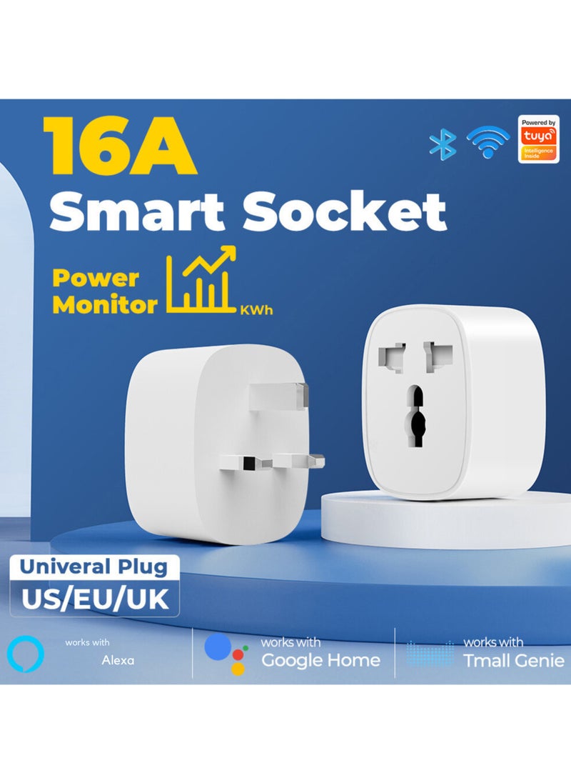 TIKNIA Title : TIKNIA Universal Smart Plug, 16A Smart Socket Wi-Fi Plug Works with Alexa, Google Home, Remote Control & Voice Control with Electricity Statistics Timer Function, Wireless Socket for Smart Home  - Image 2