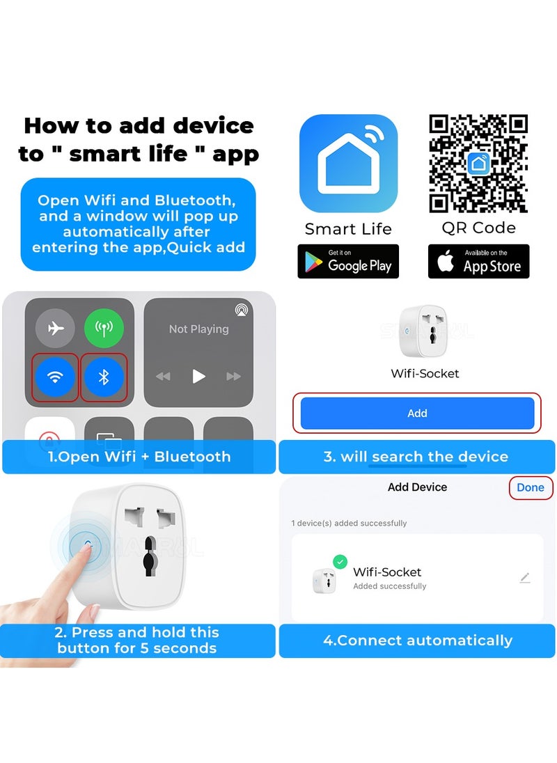 TIKNIA - Title : TIKNIA Universal Smart Plug, 16A Smart Socket Wi-Fi Plug Works with Alexa, Google Home, Remote Control & Voice Control with Electricity Statistics Timer Function, Wireless Socket for Smart Home - Image 1