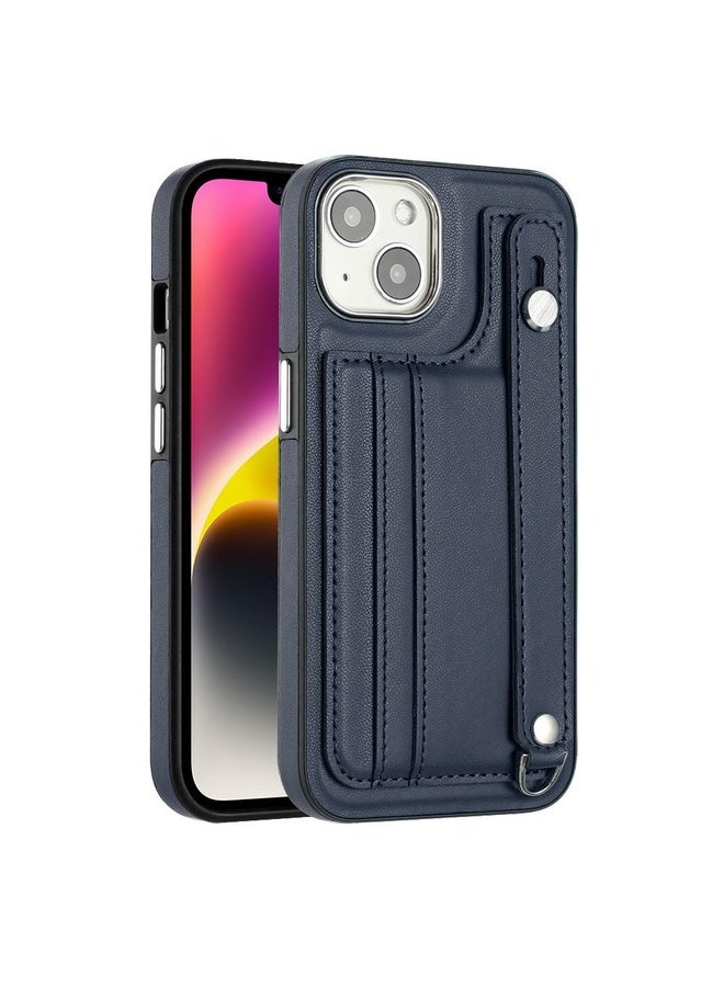HuHa Case Cover For iPhone 13 Shockproof Leather Phone Case with Wrist Strap(Blue)  - Image 2