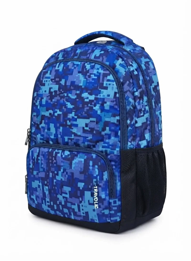 Travolic Digital Camo Print Backpack, Blue Multi-Compartment School Bag