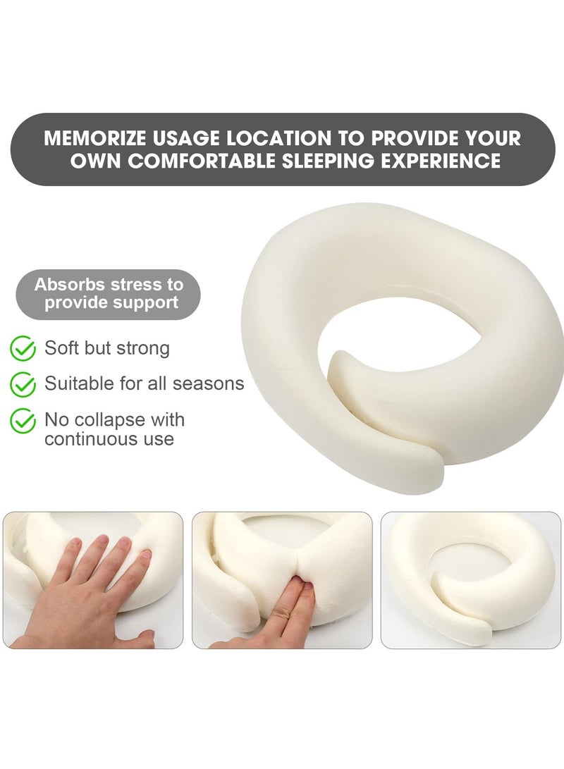 ELFSA Travel Pillow for Airplane, Neck Pillow for Travel, Memory Cotton Travel Neck Pillow for Adults, Adjustable Flight Pillow, Ergonomic Neck Cushion, With Ear Plugs, Eye Mask, Carry Bag (Grey)  - Image 4