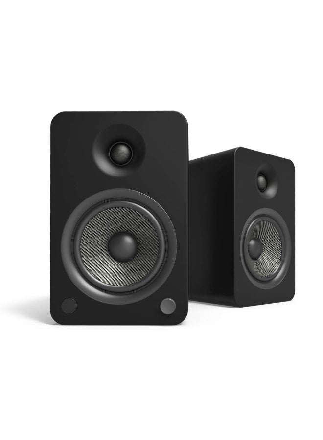 Kanto Audio YU6 200W Powered Bookshelf Speakers with Bluetooth and Phono Preamp-Matte Black, Pair - Image 1