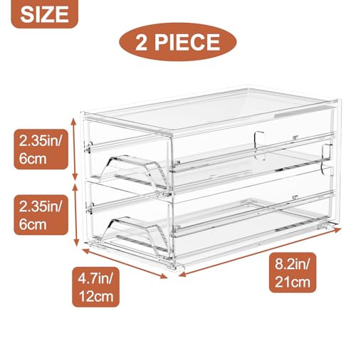 CHANCETSUI Clear Acrylic Desktop Organizer Drawers - Stackable Plastic Storage for Makeup, Craft Supplies, and Office Stationery - Transparent Vanity Cabinet & Aesthetic Desk Declutter Unit - Image 2