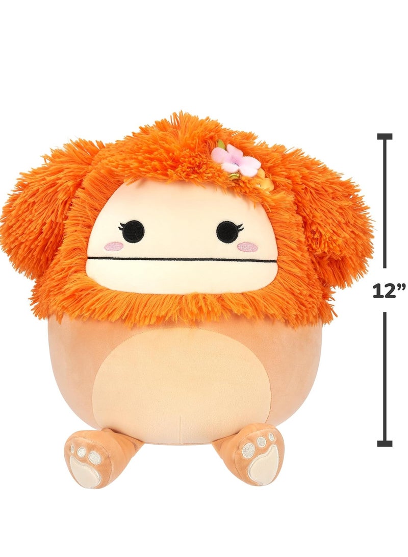 سكويش مالوز سكويشمالوز 12 إنش – شاستا البيغ فوت البرتقالي الفاتح مع دبوس الزهرة | دمية قطيفة أصلية من Kellytoy | لعبة محشوة ناعمة ومتوسطة الحجم | قابلة للغسل | هدية للأطفال من جميع الأعمار - Image 5