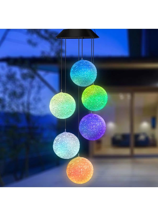 Topspeeder Color Changing Solar Power Wind Chime Spiral Spinner Crystal Ball Wind Mobile Portable Waterproof Outdoor Decorative Romantic Wind Bell Light for Patio Yard Garden Home (Crystal Ball) - Image 5
