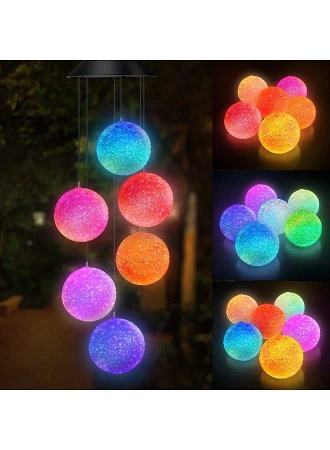Topspeeder Color Changing Solar Power Wind Chime Spiral Spinner Crystal Ball Wind Mobile Portable Waterproof Outdoor Decorative Romantic Wind Bell Light for Patio Yard Garden Home (Crystal Ball) - Image 1