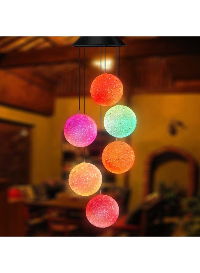 Topspeeder Color Changing Solar Power Wind Chime Spiral Spinner Crystal Ball Wind Mobile Portable Waterproof Outdoor Decorative Romantic Wind Bell Light for Patio Yard Garden Home (Crystal Ball) - Image 4