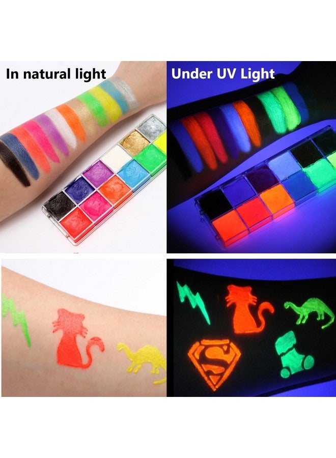 Beauenty 12 Colors Glow in The Dark Body Face Paint , Black Light Neon Luminous Body Paint Makeup Party Supplies, Professional Glow Face Painting Kit for Kids & Adults  - Image 4
