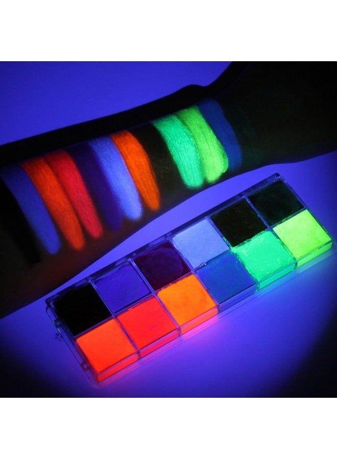 Beauenty 12 Colors Glow in The Dark Body Face Paint , Black Light Neon Luminous Body Paint Makeup Party Supplies, Professional Glow Face Painting Kit for Kids & Adults  - Image 1