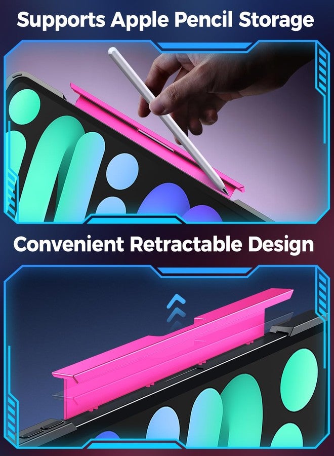 TSQQST Clear Wireless Keyboard Case for iPad Mini 7 (A7 Pro 2024)/ Mini 6 (2021) 8.3" with Pencil Holder & Multi-Touch Trackpad, 7-Color Backlit, 360 Rotatable Case for iPad Mini 7th/6th Generation, Pink - Image 5