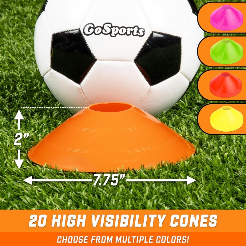 GoSports GoSports Premium Sports Cones for Agility Training and Drills  20 Pack with Tote  Orange Green Pink Yellow or Red  - Image 2