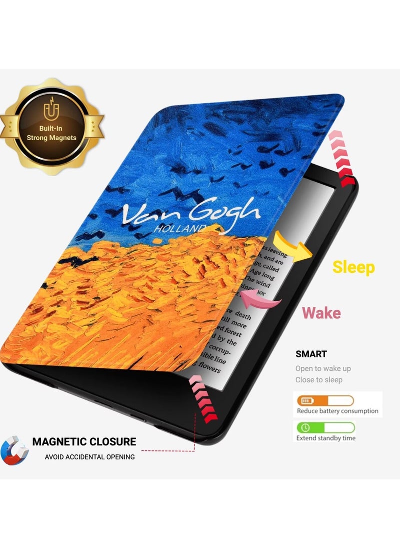 SYOSI Case for Kindle Paperwhite 6.8" (11th Generation, 2021 Release), Leather Stand Cover with Auto Sleep Wake Hand-Strap Card-Slot, Golden Wheat  - Image 4