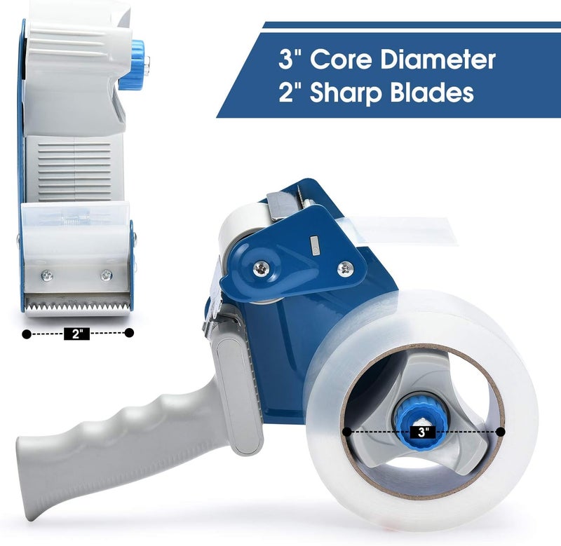 باسيفيك ميلر مسدس توزيع شريط التغليف، موزع شريط 2 بوصة مع شريط تغليف كرتوني 2 بوصة، موزع شريط تحميل جانبي صناعي خفيف الوزن - أزرق - Image 3