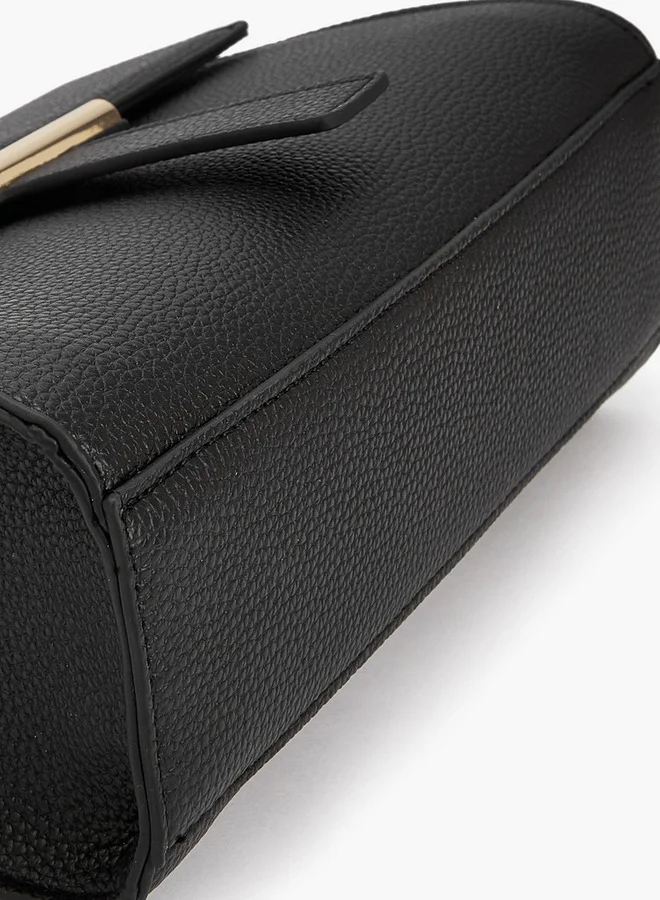 Flora Bella By Shoexpress Solid Satchel Bag with Detachable Strap and Flap Closure