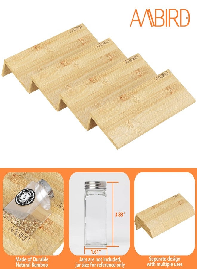 AMBIRD Bamboo Spice Drawer Organizer with Non-slip Mat,4 Tier - 2 Set Jar Spice Rack Tray From 12''to 24'',Hold up 48 Jars Seasoning Organizer for Kitchen,Cabinet,Drawers,Countertop - Image 5