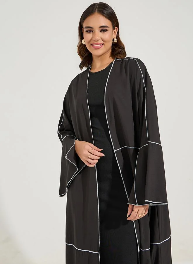 Styli Regular Fit Maxi Kimono with Contrast Stitch Detail