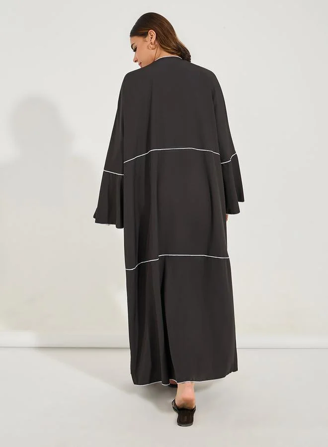 Styli Regular Fit Maxi Kimono with Contrast Stitch Detail