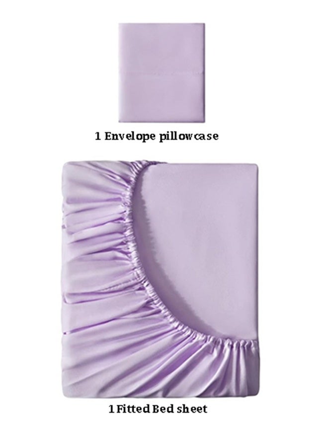 snooze Fitted bed sheet set  2Pcs, bed sheet+ 1 free pillowcase, Lavender - Image 5