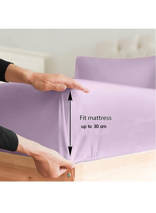 snooze Fitted bed sheet set  2Pcs, bed sheet+ 1 free pillowcase, Lavender - Image 3