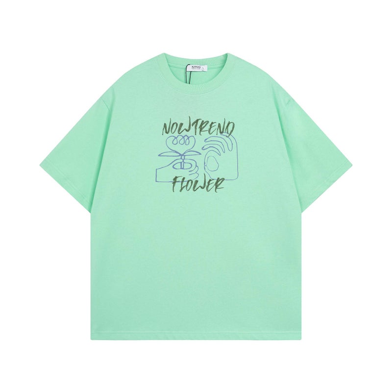 Guochao High Street Finger Letter Printed Short-Sleeved T-Shirt Men'S And Women'S Popular Brand Loose Casual Hip-Hop Five-Point Sleeve Ins - Image 3